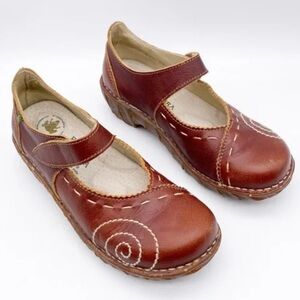 El Naturalista Sz 38 Iggdrassil Brown Leather Contrasting Stitch Flats Sandals